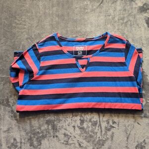 Hatley Crew Neck V Cut Out Linen Blend Shirt Size XL